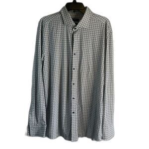 BOSSHugo Boss Slim Fit Long Sleeve Button Front Geo Print Men's Shirt Size 18/46